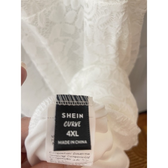 SHEIN Curve Women's White Lace Dress 4XL Flutter Sleeve Zip Back - Picture 4 of 4